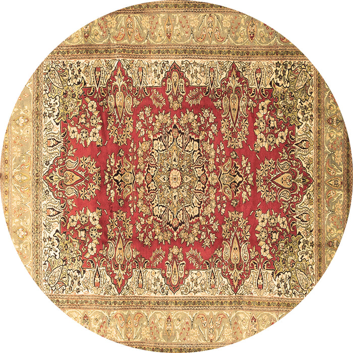 Round Persian Brown Traditional Rug, tr1094brn