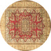 Round Persian Brown Traditional Rug, tr1094brn