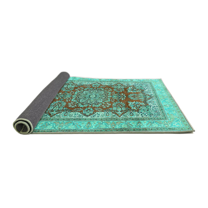 Sideview of Persian Turquoise Traditional Rug, tr1094turq