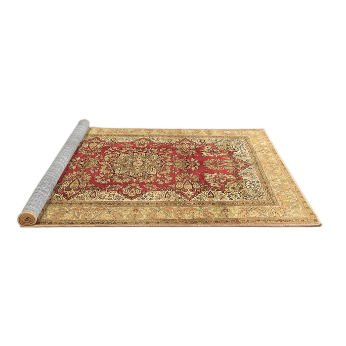Sideview of Machine Washable Persian Brown Traditional Rug, wshtr1094brn