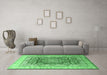 Machine Washable Persian Emerald Green Traditional Area Rugs in a Living Room,, wshtr1094emgrn