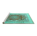 Sideview of Machine Washable Persian Turquoise Traditional Area Rugs, wshtr1094turq