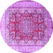 Round Machine Washable Persian Purple Traditional Area Rugs, wshtr1094pur