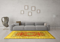 Machine Washable Persian Yellow Traditional Rug, wshtr1094yw