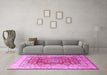 Machine Washable Persian Pink Traditional Rug in a Living Room, wshtr1094pnk