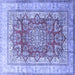 Square Machine Washable Persian Blue Traditional Rug, wshtr1094blu