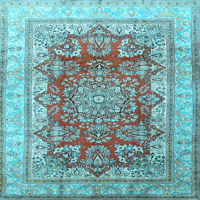 Square Machine Washable Persian Light Blue Traditional Rug, wshtr1094lblu