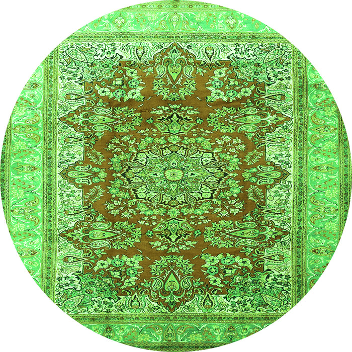 Square Persian Green Traditional Rug, tr1094grn