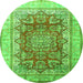 Square Persian Green Traditional Rug, tr1094grn
