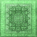 Square Machine Washable Persian Emerald Green Traditional Area Rugs, wshtr1094emgrn