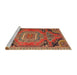 Sideview of Machine Washable Traditional Bronze Brown Rug, wshtr1095