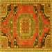 Square Machine Washable Medallion Yellow Traditional Rug, wshtr1095yw