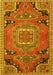 Machine Washable Medallion Yellow Traditional Rug, wshtr1095yw