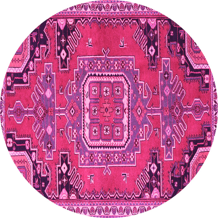 Round Medallion Pink Traditional Rug, tr1095pnk
