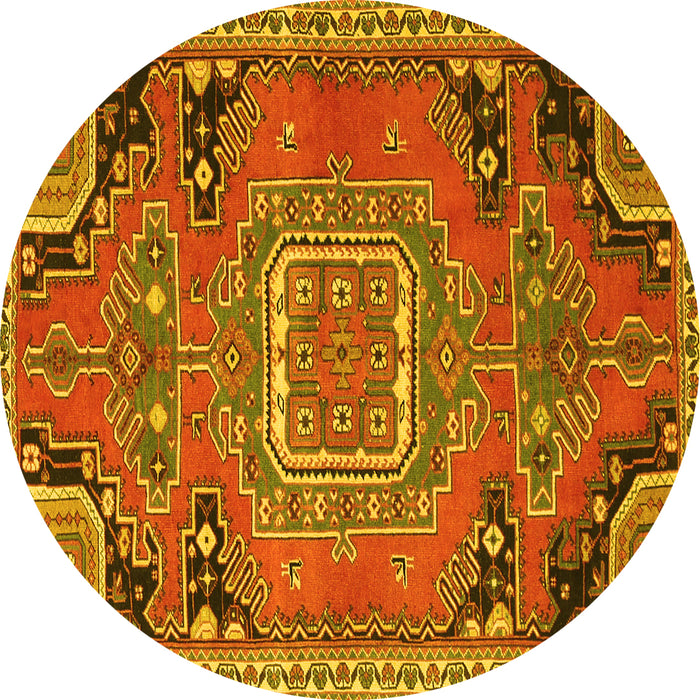 Round Medallion Yellow Traditional Rug, tr1095yw
