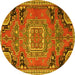 Round Medallion Yellow Traditional Rug, tr1095yw