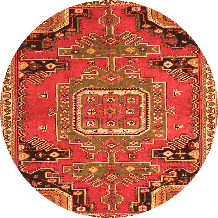 Square Medallion Orange Traditional Rug, tr1095org