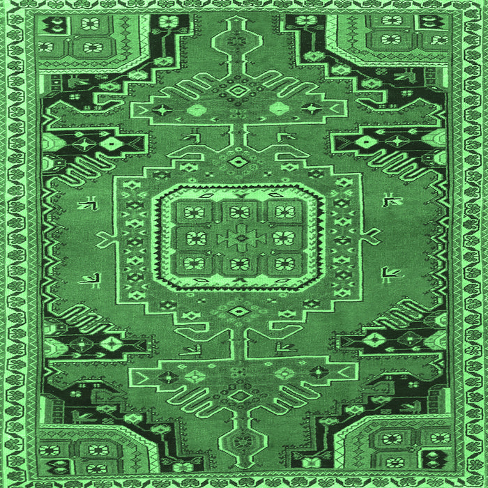 Square Medallion Emerald Green Traditional Rug, tr1095emgrn