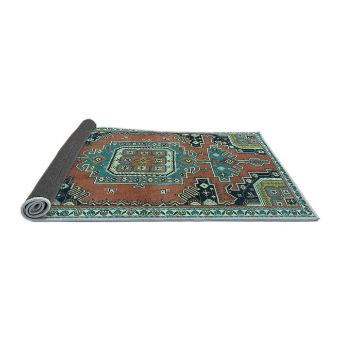Sideview of Medallion Light Blue Traditional Rug, tr1095lblu