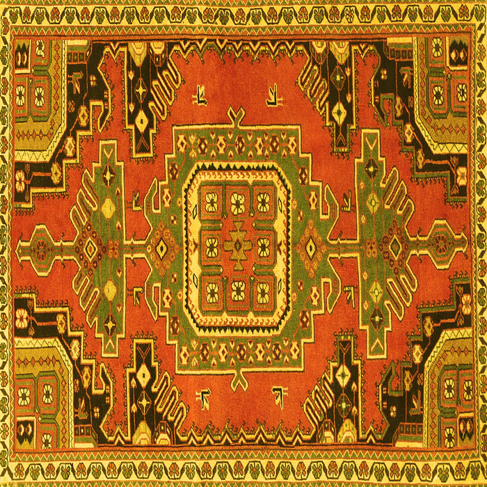 Square Medallion Yellow Traditional Rug, tr1095yw