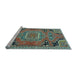 Sideview of Machine Washable Medallion Light Blue Traditional Rug, wshtr1095lblu