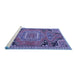 Sideview of Machine Washable Medallion Blue Traditional Rug, wshtr1095blu