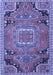 Machine Washable Medallion Blue Traditional Rug, wshtr1095blu