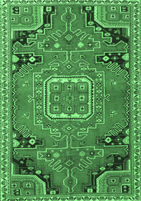 Medallion Emerald Green Traditional Rug, tr1095emgrn