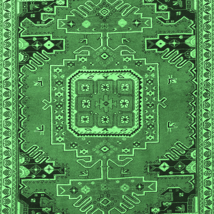 Medallion Emerald Green Traditional Rug, tr1095emgrn