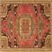 Square Machine Washable Medallion Brown Traditional Rug, wshtr1095brn