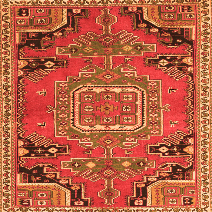 Serging Thickness of Medallion Orange Traditional Rug, tr1095org