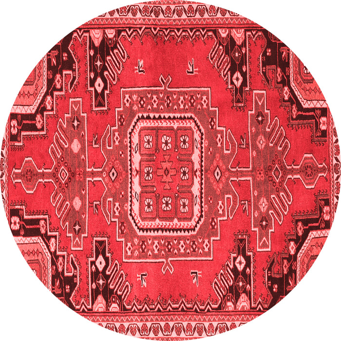 Machine Washable Medallion Red Traditional Rug, wshtr1095red