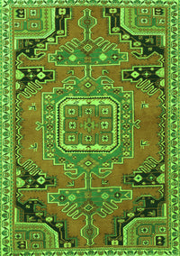 Medallion Green Traditional Rug, tr1095grn