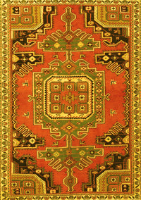 Medallion Yellow Traditional Rug, tr1095yw