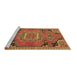 Sideview of Machine Washable Medallion Brown Traditional Rug, wshtr1095brn