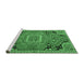 Sideview of Machine Washable Medallion Emerald Green Traditional Area Rugs, wshtr1095emgrn