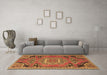 Machine Washable Medallion Brown Traditional Rug in a Living Room,, wshtr1095brn