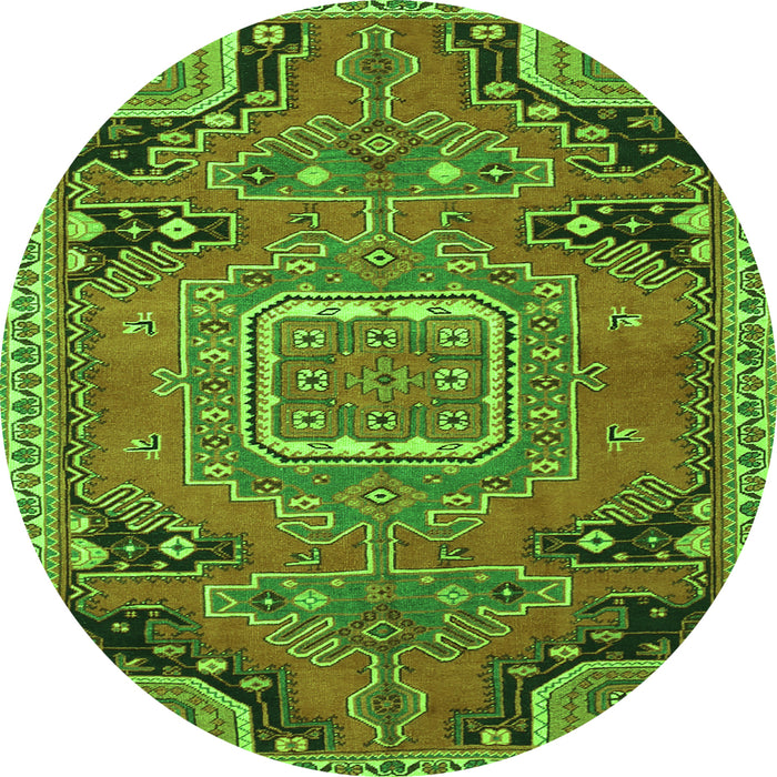 Square Medallion Green Traditional Rug, tr1095grn