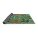 Sideview of Medallion Turquoise Traditional Rug, tr1095turq