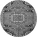 Machine Washable Medallion Gray Traditional Rug, wshtr1095gry