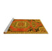 Sideview of Machine Washable Medallion Yellow Traditional Rug, wshtr1095yw