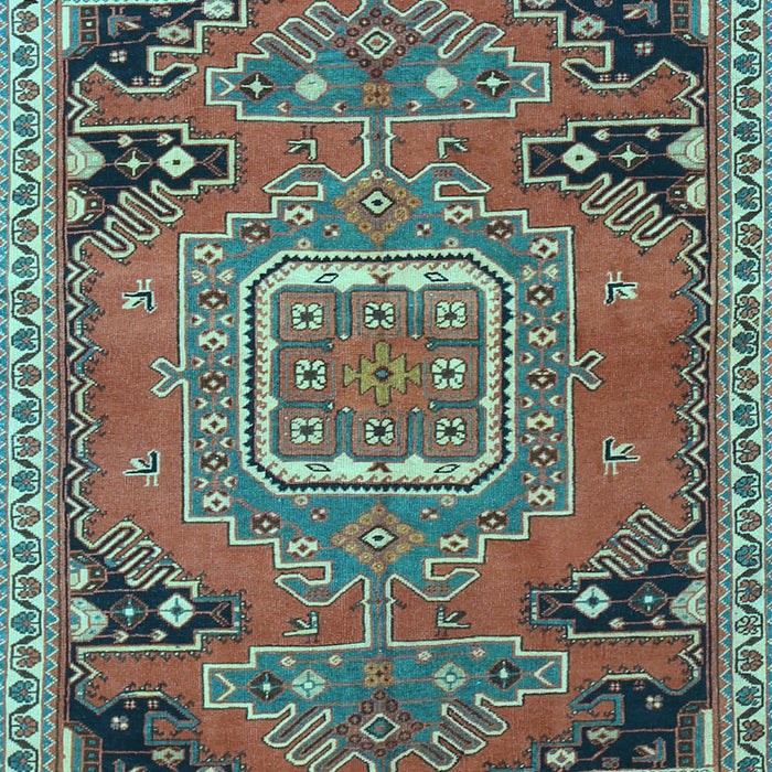 Machine Washable Medallion Light Blue Traditional Rug, wshtr1095lblu