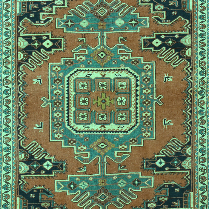 Medallion Turquoise Traditional Rug, tr1095turq