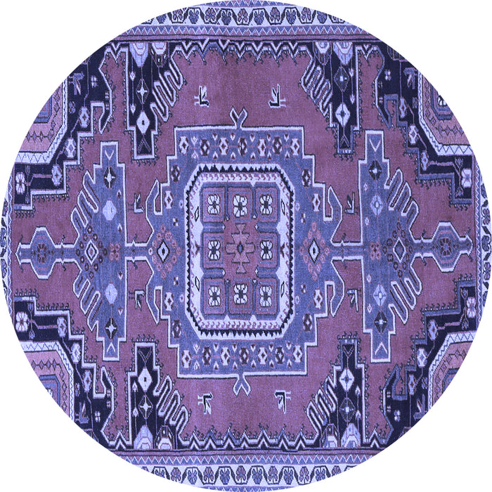 Round Medallion Blue Traditional Rug, tr1095blu