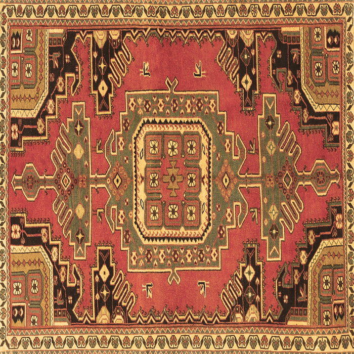 Square Medallion Brown Traditional Rug, tr1095brn