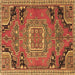 Square Medallion Brown Traditional Rug, tr1095brn