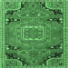 Square Machine Washable Medallion Emerald Green Traditional Area Rugs, wshtr1095emgrn