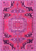 Machine Washable Medallion Pink Traditional Rug, wshtr1095pnk