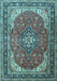 Medallion Light Blue Traditional Rug, tr1096lblu