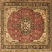 Square Medallion Brown Traditional Rug, tr1096brn